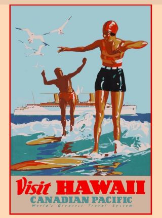 Visit Hawaii Canadian Pacific United States America Travel Advertisement Poster