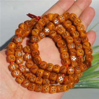 8mm Tibetan Old Deer Bone Prayer Beads 108 Beads Lucky Dice Hand String
