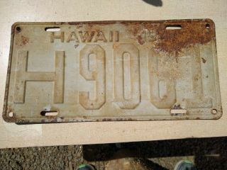 Hawaii License Plate Pre Statehood 1941 Number H9061