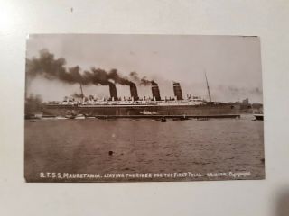 Cunard Rms Mauretania Vintage Postcard 1907 Departing The Tyne