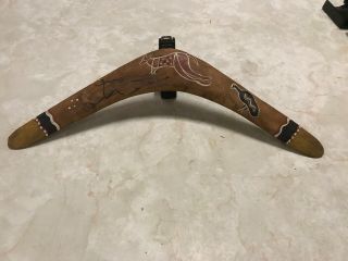 Vintage Boomerang Souvenir 1960 1970 Indigenous Aboriginal Hand Painted