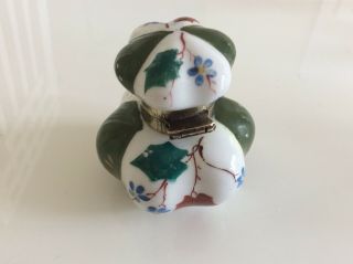 Pretty Antique French brass painted porcelain perfume/scent bottle jar. 5