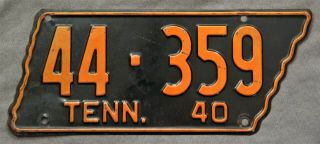 Tennessee.  1940.  License Plate.