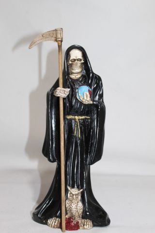 579 Statue Lady Santa Muerte Black 12 " Holy Death Proteccion Total Hogar Negocio