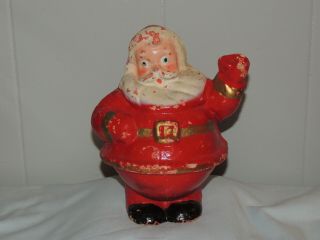 Large Vintage Paper Mache Roly Poly Santa Claus Candy Container Figurine