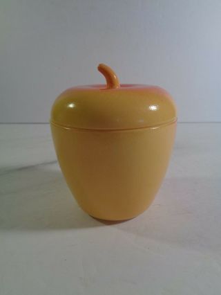 Vintage 1950 ' s Hazel Atlas Painted Milk Glass Apple Jelly/Jam Jar w/Lid 2