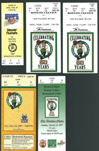 (9) Boston Celtics & Boston Bruins Ticket Stubs - 1985 Thru 1998