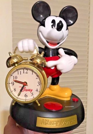Mickey Mouse Animated Talking Alarm Clock Disney Old - Fashioned Alarm Sound.