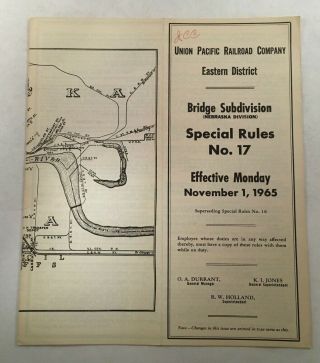 Vintage Railroad Employee Timetable Tt Union Pacific Up Rr Special Rules 1965