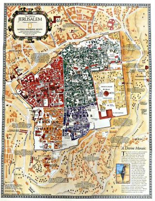 ⫸ 1996 - 4 The Old City Jerusalem – National Geographic Map Poster