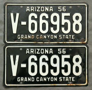 Arizona 1956.  License Plate.  Pair.