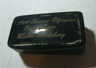 1900 Summer Olympic,  Paris Walter Tewksbury Antique Wooden Snuff Box