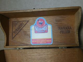 Vintage wooden cigar box Nation - Wide Havana Filler 5