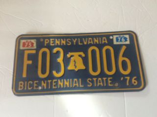 Good Vintage 1976 Pennsylvania State Bicentennial License Plate (f03 006)