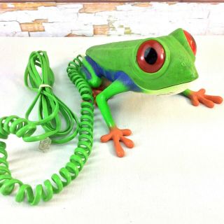 Vintage Spencer Gifts Telephone Rain Forest Frog Flashing Eyes Push Button