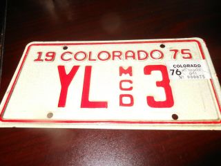 Colorado 1975 Motorcycle Dealer License Plate Vintage