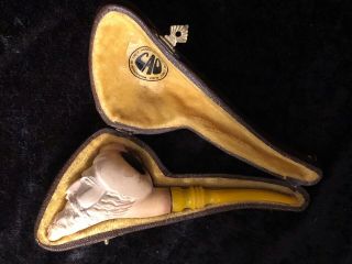 Vintage Cao Handcrafted Meerschaum Pipe With Case