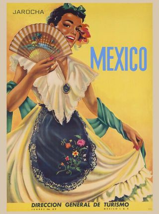 Mexico Jarocha Senorita Vintage Mexican Travel Advertisement Art Poster