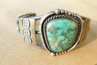Handmade Usa Sterling Silver & Turquoise Bracelet Old Pawn