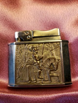 Vintage Rogers Lighter,  Engraved Knight In Armor On Horse,  Ornate