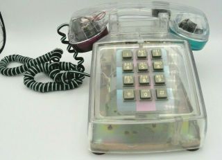 Vintage Cortelco Clear Transparent Corded Desk Telephone U.  S.  A.