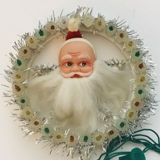 Vintage Santa Claus Tree Topper Blinking Twinkle Chaser Lights Vinyl Face