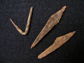 Three Authentic Old Copper Culture Artifacts From Vilas County,  Wisconsin
