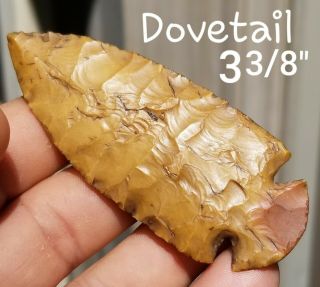 Authentic Dovetail Arrowhead Spear Point Native Indian Artifact 3 3/8 "