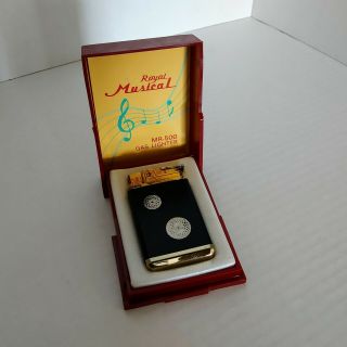 Vtg Royal Musical Mr 500 Gas Lighter Smoke Gets In Your Eyes By The Platters