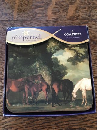 Pimpernel Coasters Set Of 6 Grazing Horses - Made In England