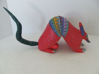 Armadillo 15 1/2 " Carved/painted Alebrijes Oaxaca Mexico Signed - Imperfect