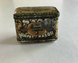 Vintage Antique Kampfe Bros.  Brothers Star Safety Razor Head And Tin Box