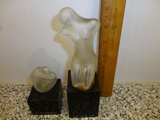 Two Vintage Jovan " Nude " Sculptura Perfume Bottles & Bases (empty)