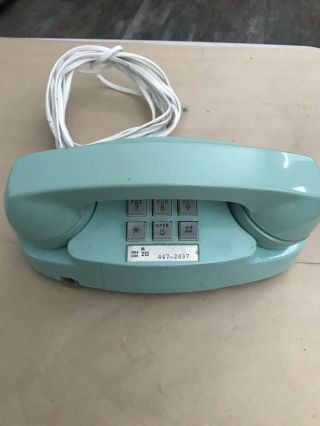 Vintage Western Electric Bell System Princess Push Button Phone Aqua Blue