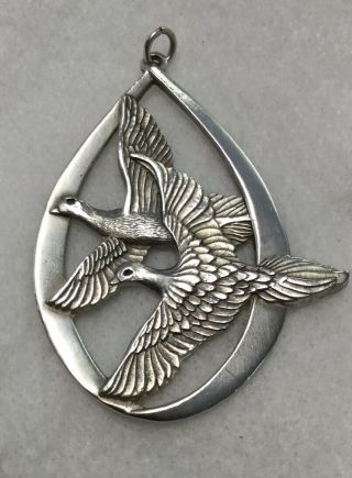 Vintage 1972 Wallace Sterling Silver Peace On Earth Doves Christmas Ornament