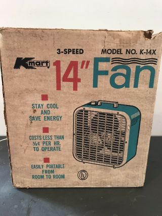 Vintage K - Mart Blue 3 Speed 14” Box Fan