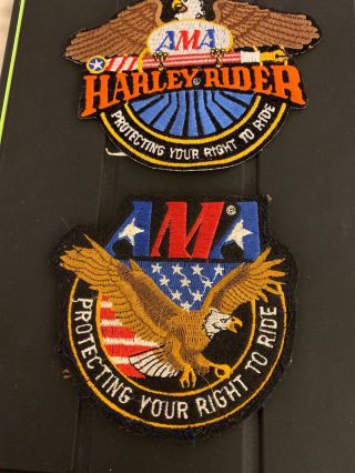 Harley Davidson Rider Ama Protecting Your Right To Ride Patch Two Patches
