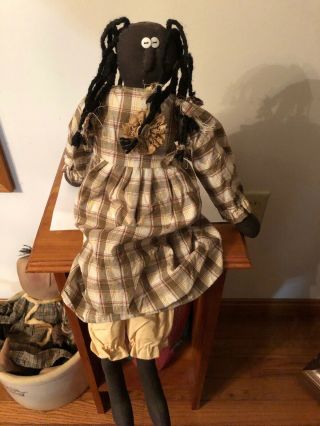 Primitive Black Americana Folk Art Doll Americana - 22” Tall