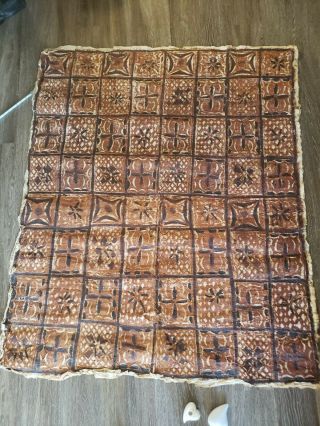 Vintage,  Siapo Samoan Bark Cloth Authentic Polynesian Tapa Wall Art 49 X 60 Inch