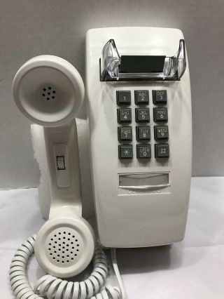 Vintage Itt Cortelco Wall Telephone Phone Push Button Touch Tone In White