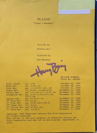 Autographed X - Files Signs And Wonders Script And Slides