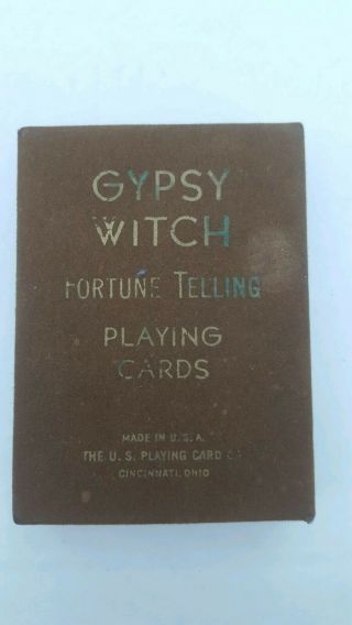 Vintage Gypsy Witch Fortune Telling Playing Cards Felt Box USA 2