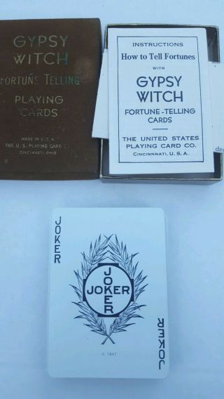 Vintage Gypsy Witch Fortune Telling Playing Cards Felt Box USA 4