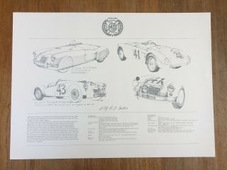 Mg Mga 2 - Seater Specs 1980 Ltd Ed.  James Dugdale Uk Mg Car Club Print 32/500