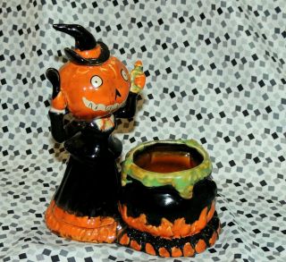 Rare Htf Yankee Candle Scarecrow Pumpkin Witch Votive Holder Halloween 2011