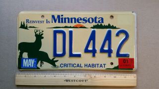 License Plate,  Minnesota,  Specialty Critical Habitat Deer,  Dl 442 (like Olds 442