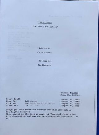 X - Files Sixth Extinction Script Bundle