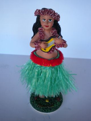 Vintage - Hawaiian Hula Dancer Ukelele Girl Bobble Head Hawaii Car Dash