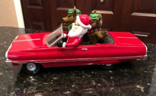 Vintage Gemmy 64 Chevy Impala Santa & Reindeer Red Car Lighted Plays " Low Rider "