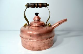 Vintage Simplex Traditional Solid Copper Whistling Tea Kettle Made In England
